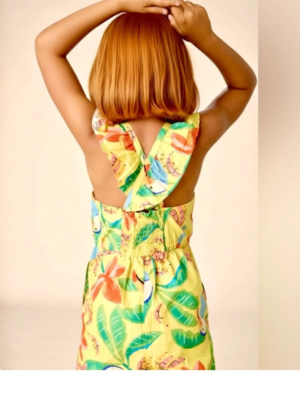 NEW! Tea Collection Tropical Birds Banana Girls Flutter Strap Jumpsuit